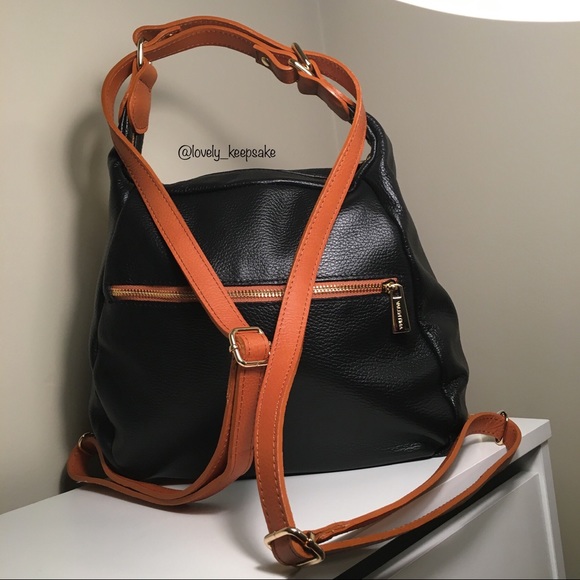 NEW Black & Brown Italian Leather Valentina Purse - Picture 8 of 8